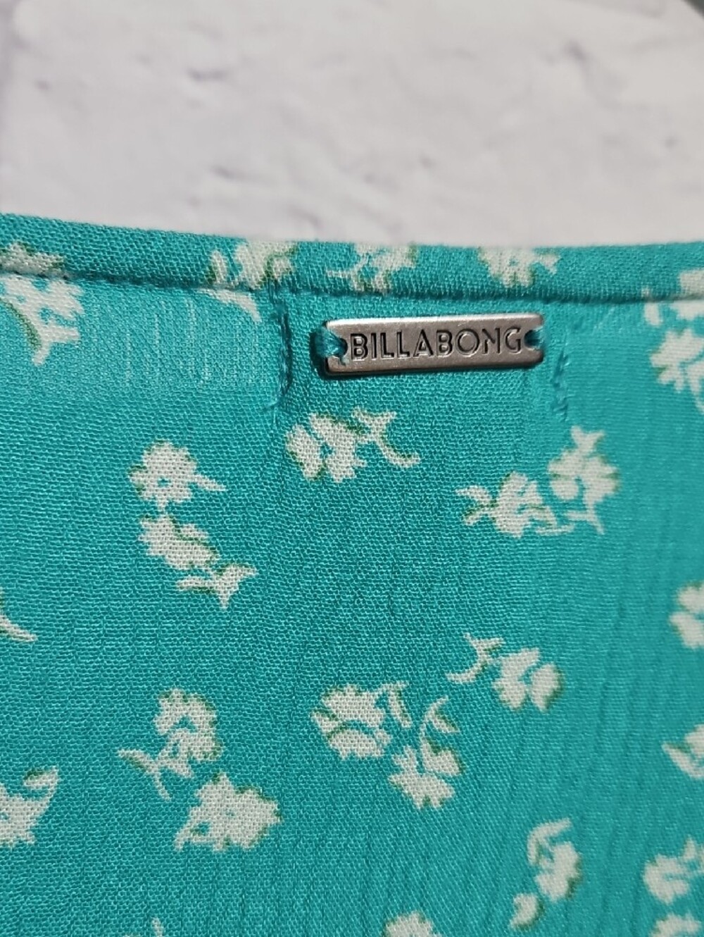Billabong Teal Floral Wrap Dress with Ruffle Trim - Picture 6 of 7